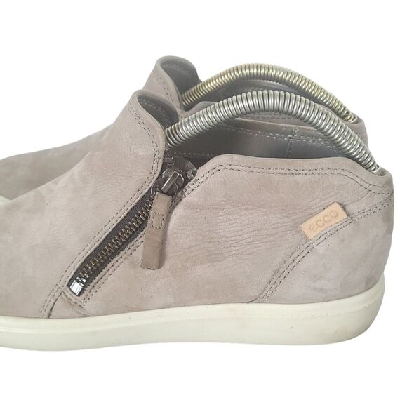 ECCO Womens Soft 7 Low Bootie Grey Leather Zip Sneaker Comfort Shoes EU 41 EW - Picture 5 of 11